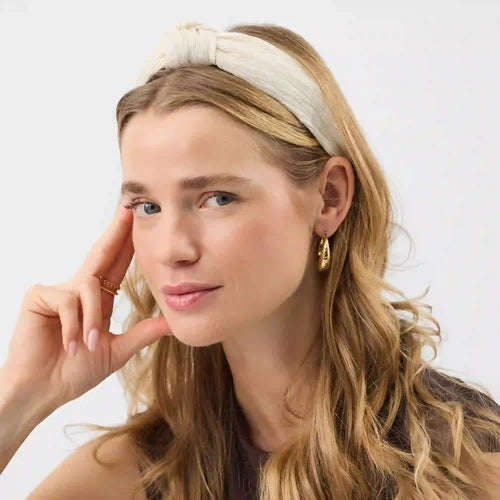 Crinkle Knot Headband Cream