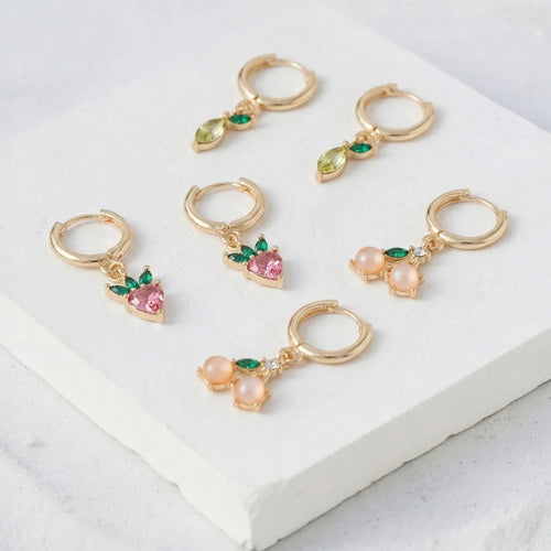 Fruit Gemstone Huggie Hoop Earrings Pack of 3