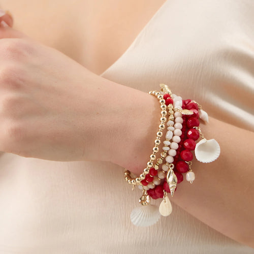 Chunky Beaded Charm Bracelets Pack of 4