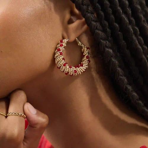 Statement Beaded Hoop Earrings