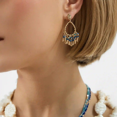 Bead Tassel Teardrop Earrings
