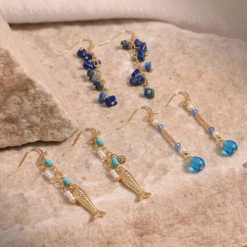 Delicate Stone Drop Earrings Pack of 3