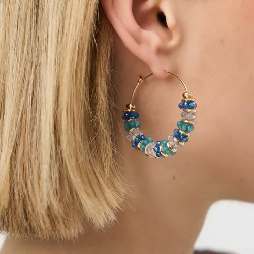 Large Beaded Hoop Earrings
