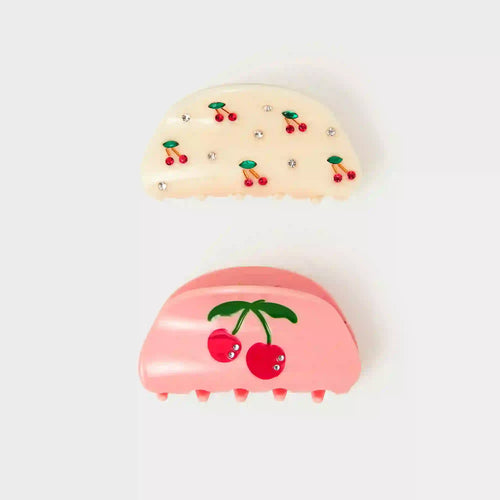 Pack of 2 Cherry Gem Claw Clips