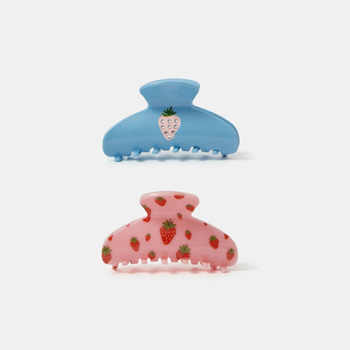 Pack of 2 Strawberry Print Claw Clips