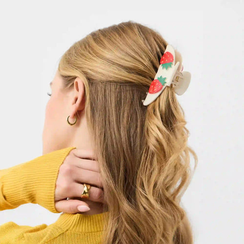 White Strawberry Claw Clip