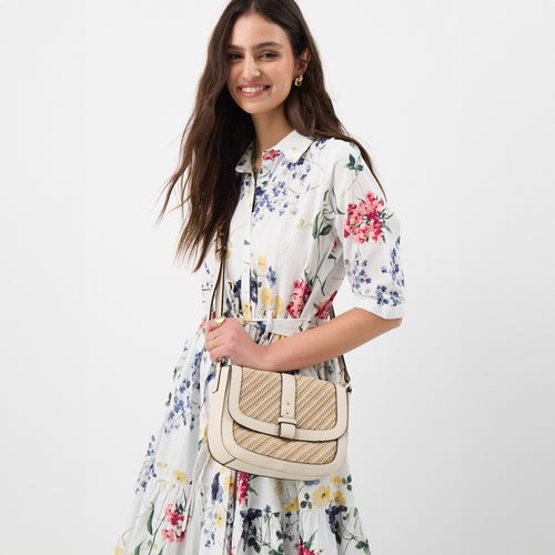 Woven Crossbody Bag Cream