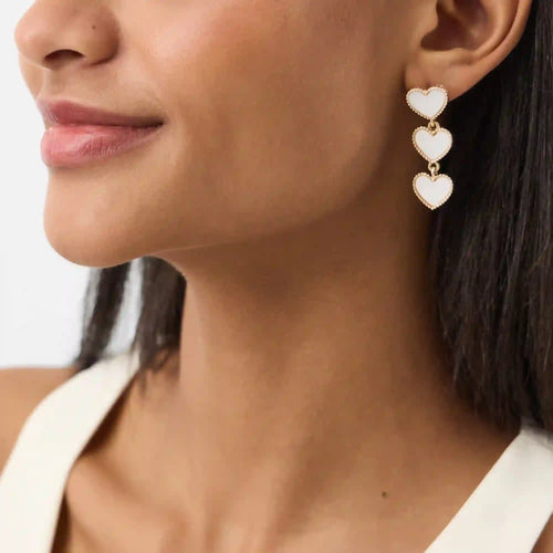 Triple Heart Drop Earrings