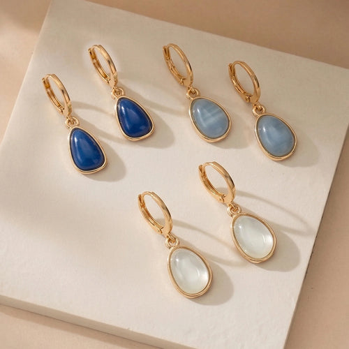 Mother of Pearl Stone Huggie Hoop Earrings Pack of 3