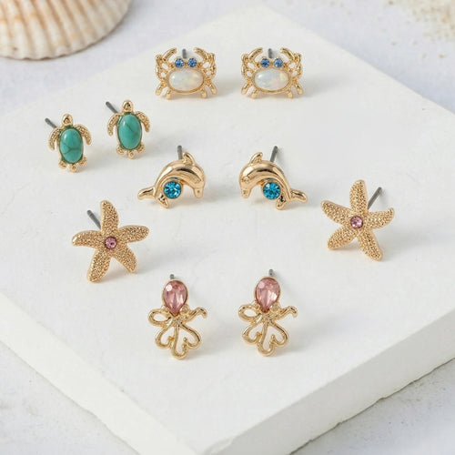 Sea Life Stud Earrings Pack of 5