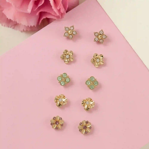 Flower Stud Earrings Pack of 5