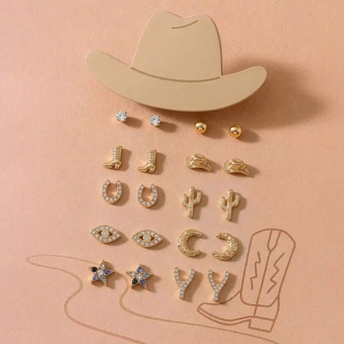 Lucky Western Stud Earrings Pack of 10