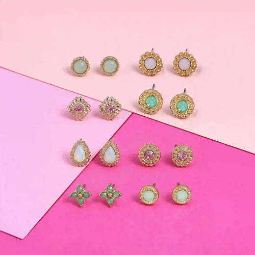 Vintage Stud Earrings Pack of 8