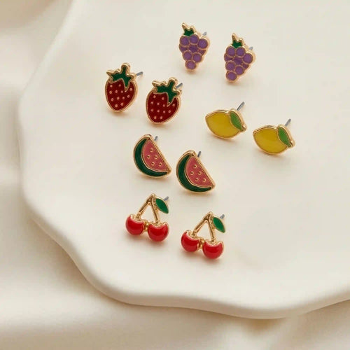 Fruit Stud Earrings Pack of 5
