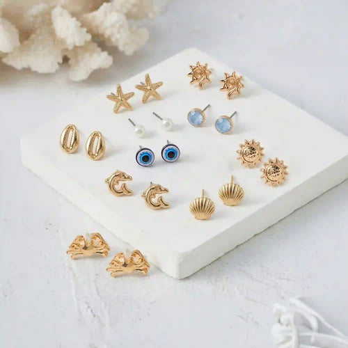 Vacay Vibes Stud Earrings Pack of 10
