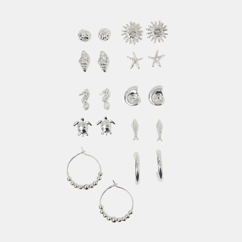 Sun Shell Stud & Hoop Earrings Pack of 10