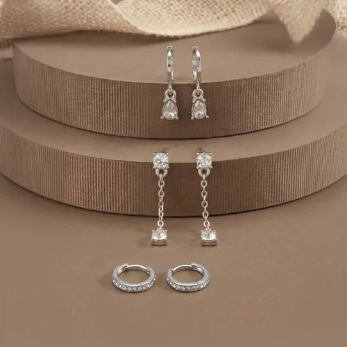 Stone Drop Hoop Earrings Pack of 8