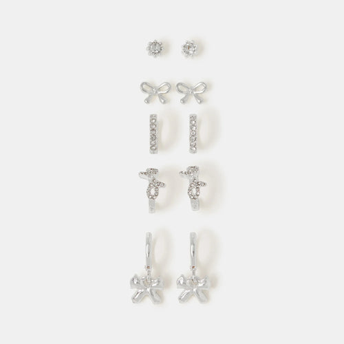Bow Stud & Hoop Earrings Pack of 5