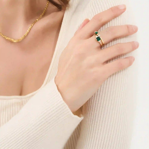 Cubic Zirconia Rings Gold Pack of 2