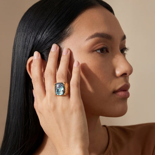 Statement Stone Ring Cream