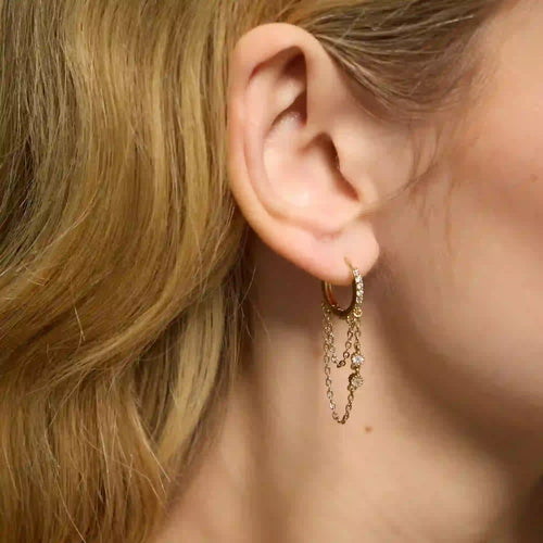 14k Gold-Plated Chain Hoop Earrings