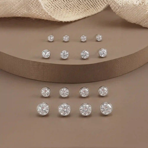 Stone Stud Earrings Pack of 8