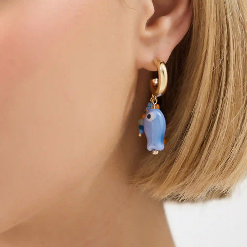 Fish Charm Huggie Hoop Earrings