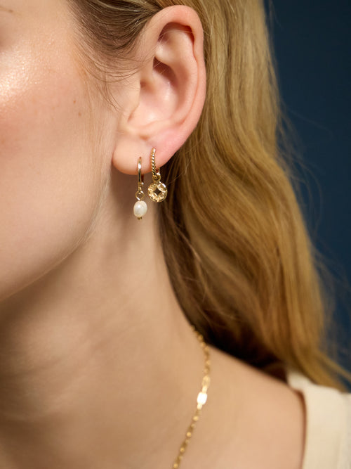 14k Gold-Plated Pearl & Coin Hoop Earrings Pack Of 2