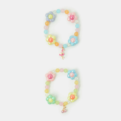 Girls Flower Bead Bracelets Pack of 2