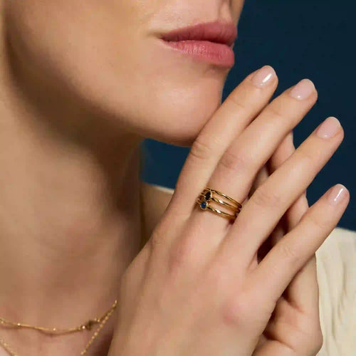 14k Gold-Plated Stacking Stone Rings Gold Pack Of 3
