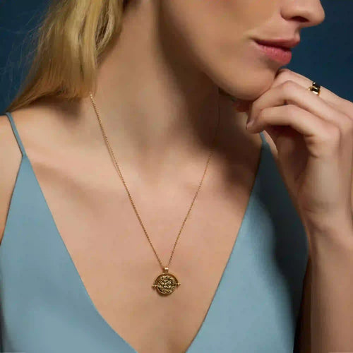 14k Gold-Plated Coin Spinner Pendant Necklace