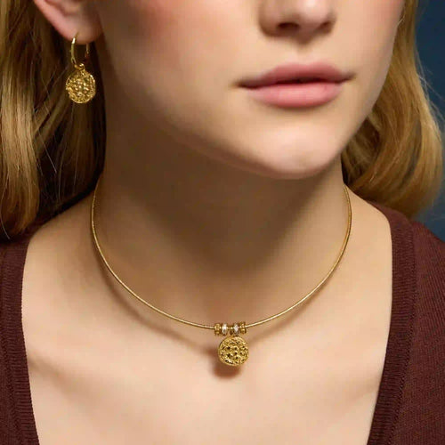 14k Gold-Plated Molten Coin Collar Necklace