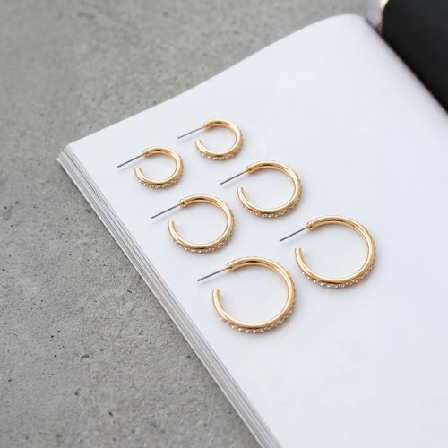 Diamanté Hoop Earrings Pack of 3