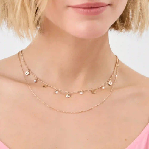 Textured Disc Layered Necklace
