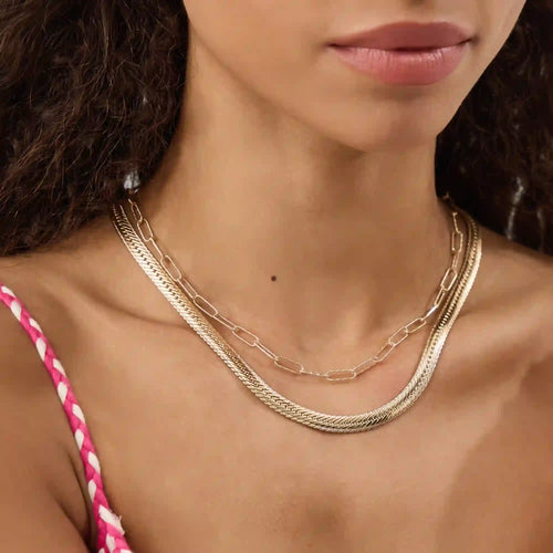 Snake & Paperclip Chain Necklaces Pack of 2