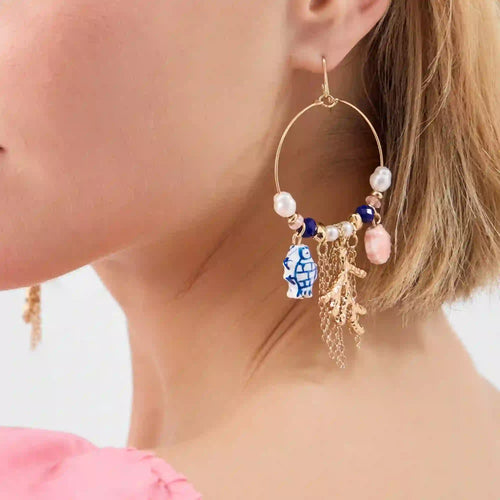 Sea Charm Hoop Earrings