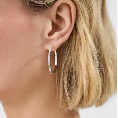 Diamanté Hoop Earrings Silver