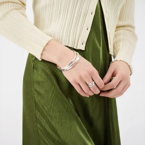 Slim Twist Bangles Silver Pack of 3