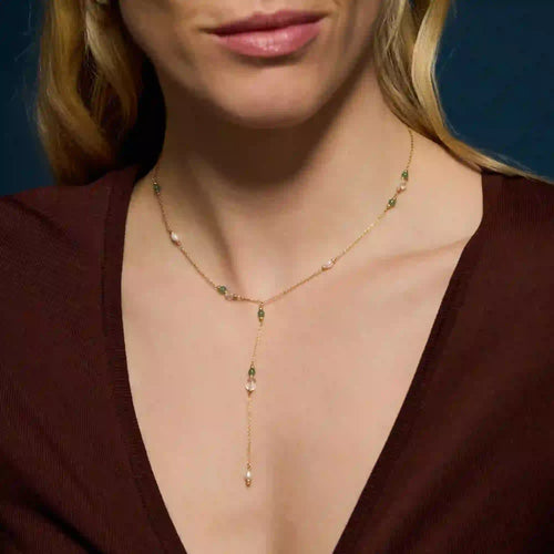 14k Gold-Plated Aventurine Lariat Necklace