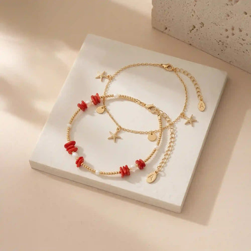Starfish Charm Anklets Pack of 2