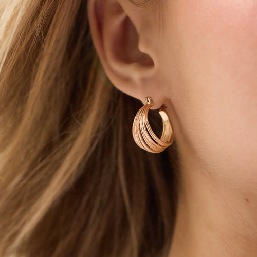 Multi Strand Hoop Earrings Gold