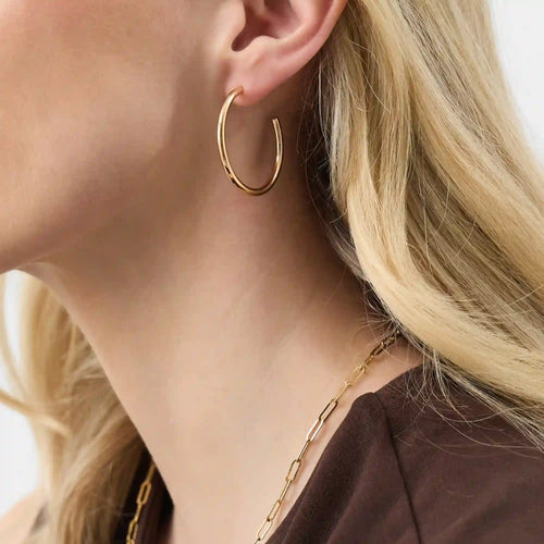 Medium Tube Hoop Earrings Gold