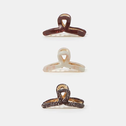 Pack of 3 Mini Twist Core Claw Clips