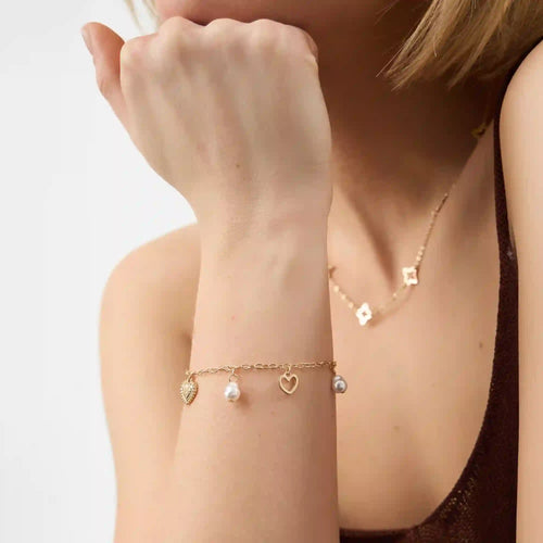 Heart & Pearl Charm Bracelet