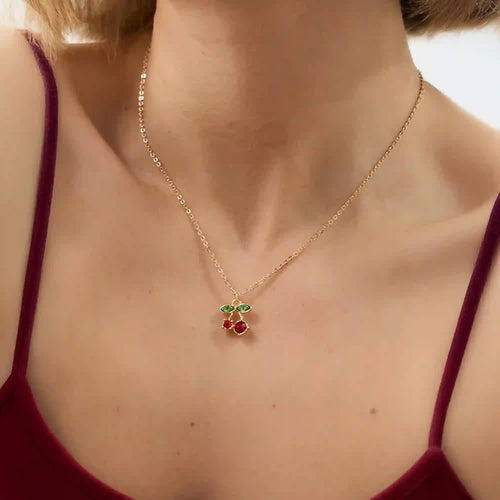 Gem Cherry Pendant Necklace