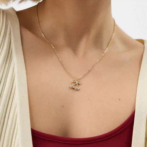 Diamanté Cherry Pendant Necklace