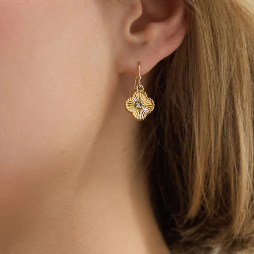Diamanté Clover Drop Earrings
