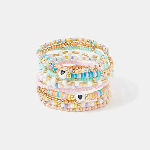 Girls Bead Stretch Bracelets Set of 10
