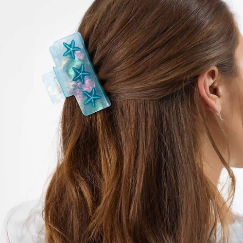 Blue Iridescent Starfish Claw Clip