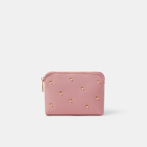 Peach Beaded Coin Purse